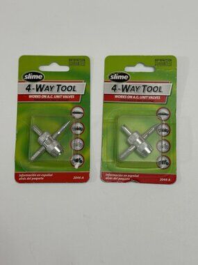 Slime 4-Way Tire Valve Tool 2044-A Set of 2 A/C Valve Core Remover